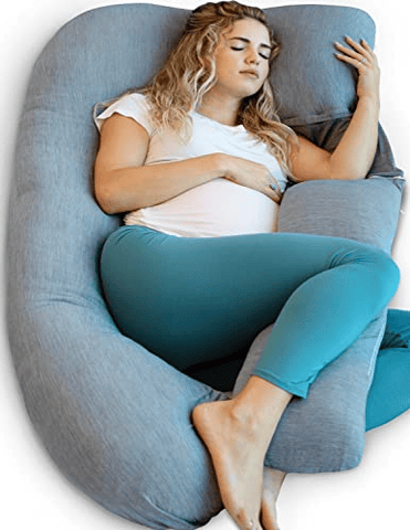 Pharmedoc Pregnancy Pillows, U-Shape Full Body Pillow – Removable Cooling Cover -Dark Grey – Pregnancy Pillows for Sleeping – Body Pillows for Adults, Maternity Pillow and Pregnancy Must Haves